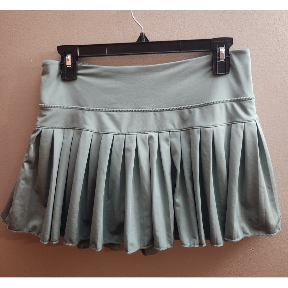 Gold Hinge Pleated Tennis Skort/Skirt Women's L Sage Green Pull On Preppy Sporty